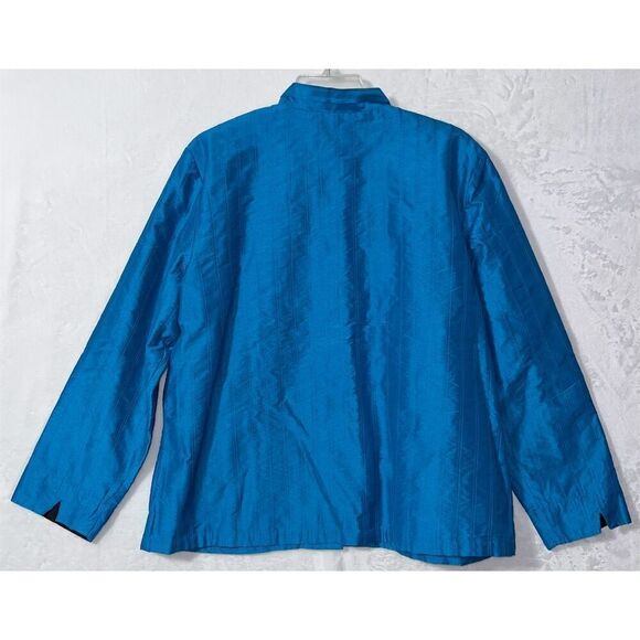 Chico's Women's Blue Ribbed Button-Up Jacket XL Long Sleeve - Picture 5 of 10